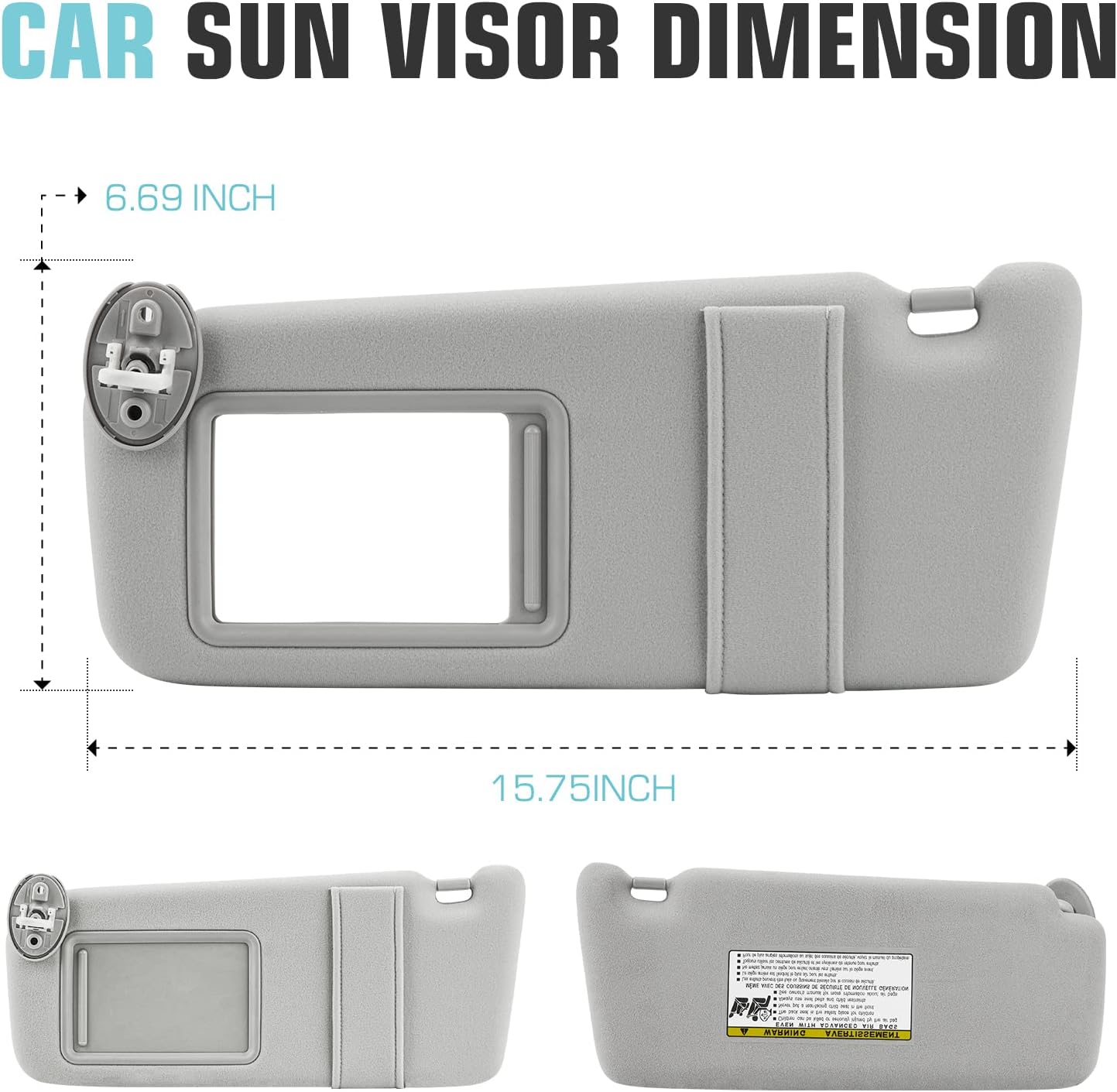 for 2009-2016 Toyota Venza with Sunroof Left Driver Side Sun Visor SunVisor 74320-0T021-A1 (Gray)